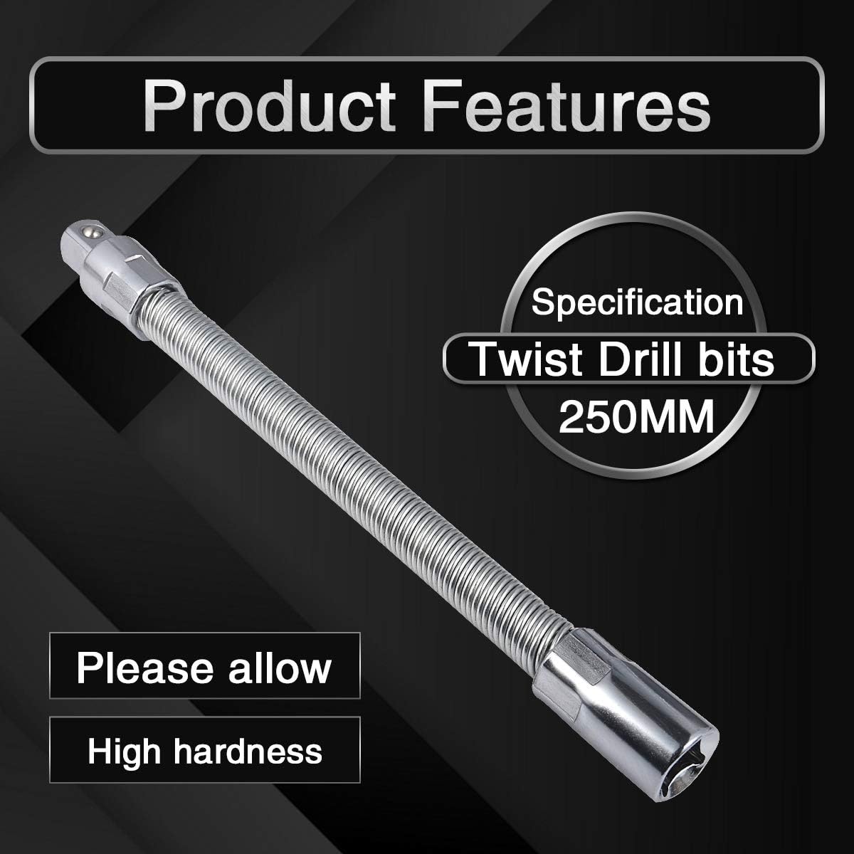 Flexible Socket Extension Ratchet, Made of Heat-Treated Chrome Vanadium Steel with Flexible Spring Steel Shaft