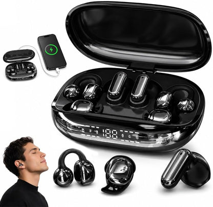 3-in-1 Bluetooth Wireless Earbuds with Chargeable Power Bank Case Interchangeable Clip-On
