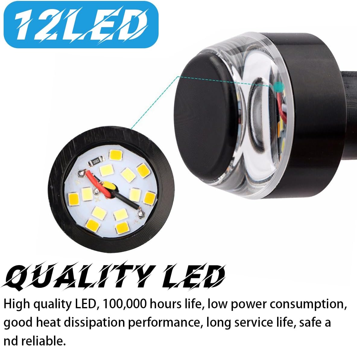 Motorcycle Handlebar End LED Lights, Handlebar Indicator Turn Signal Light