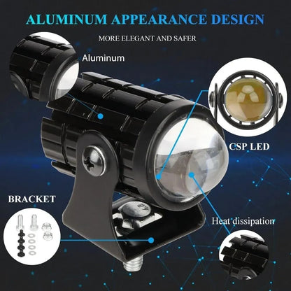 2Pcs Motorcycle Turn Signal Light Motorcycle Accessories Truck Car Auxiliary Additional Mini Projector