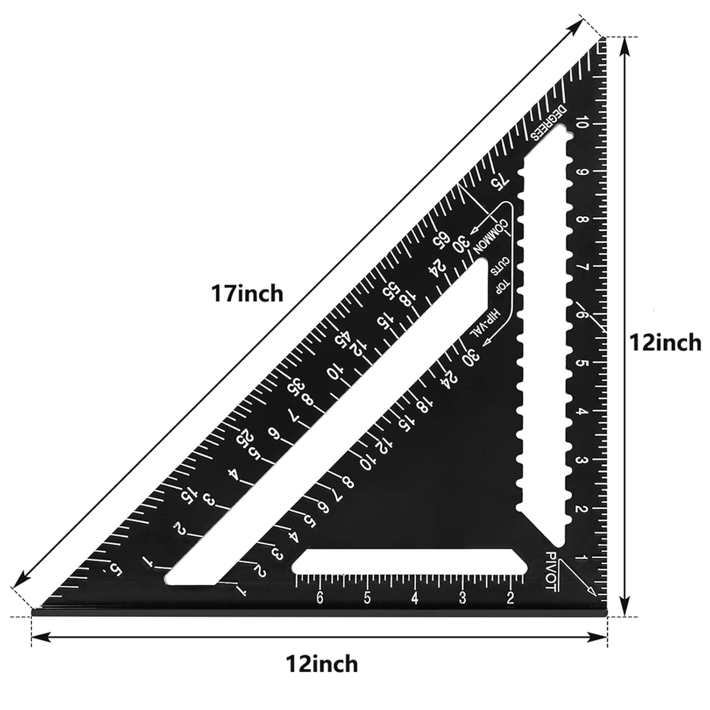 Aluminum 12-inch Rafter Square Professional Carpenter Measuring Layout Tool