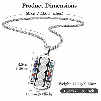 Crystal Saint Benedict Pendant Necklace Silver Color Christian Necklaces Jewelry