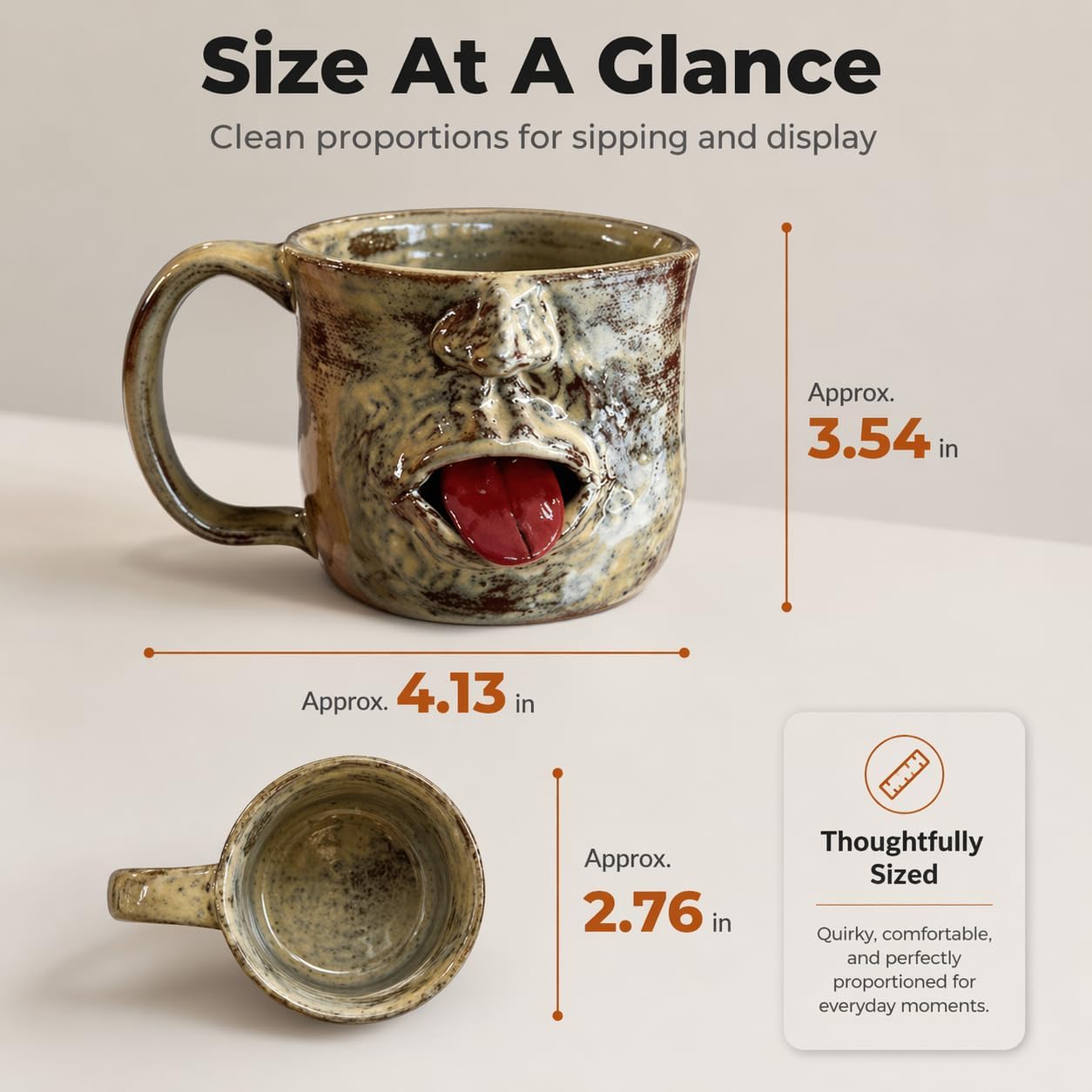 Handmade Face Shaped Ceramic Mug, Funny Tongue Out Coffee Cup with Artistic Sculptural Design