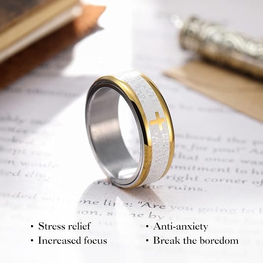 Prayer Stainless Steel Ring | 316L, Lord's Prayer Rotatable Ring