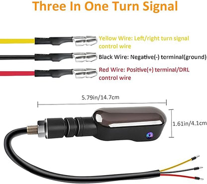 2PCS LED Motorcycle Turn Signals Projector Blinkers with Projection Arrow, Front Rear Turn Signal Lights for Motorcycles Indicators