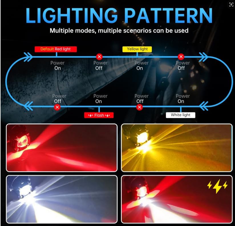 A Pair 60W LED Spotlights Fog Lights 4 Modes 12V, Super Bright 6000LM Fog Light Driving Signal Lights