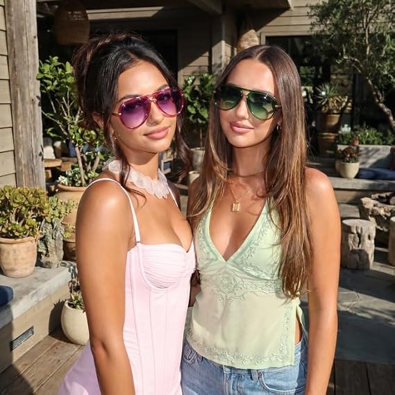 Retro Aviator Sunglasses for Women,Oversized Sun Glasses 2026 Show Style