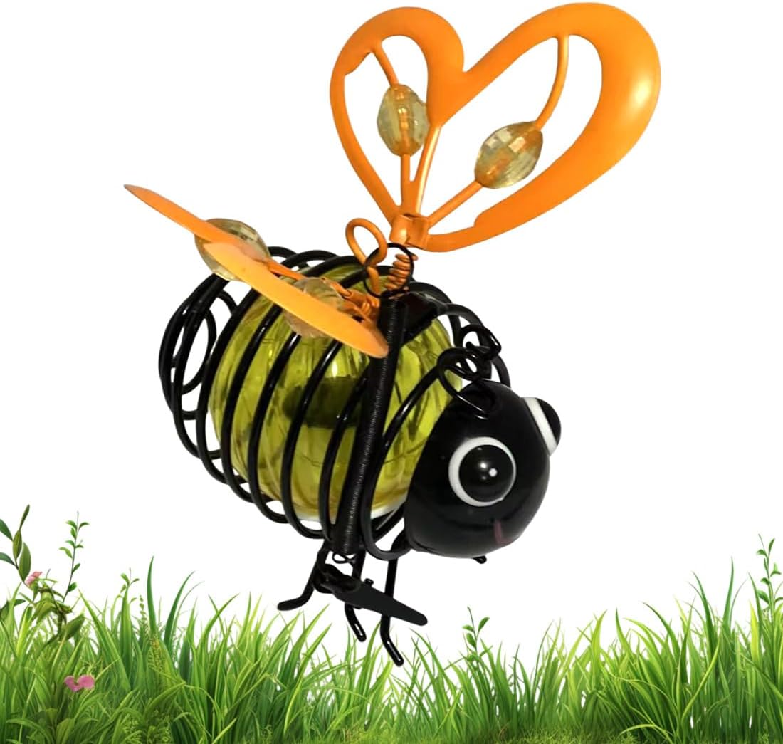 Hanging Solar Bee Light Outdoor Garden Decor Dots Bee Blossom Gifts