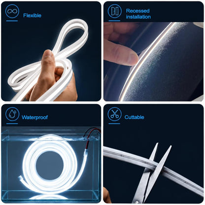 6.7FT Car Trunk LED Strip Light, Silicone Waterproof Flexible Trunk Cargo Ambient Lamp, Bright Cargo Embedded Lighting for Cars