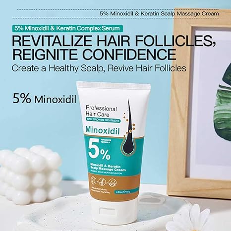 5% Minoxidil Scalp Moisturizer, Minoxidil Scalp Massage Cream for Hair Growth with Peptide