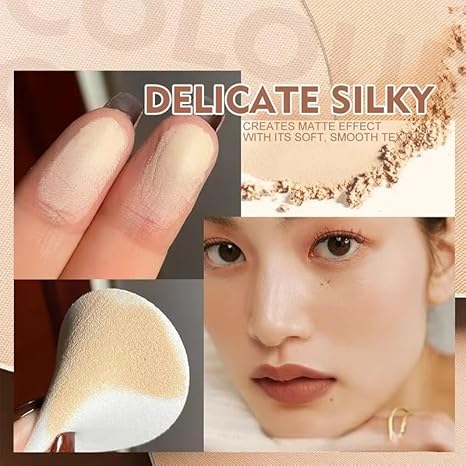 Professional Face Setting Pressed Powder, Oil Control, Waterproof, Matte Finish, Natural Look