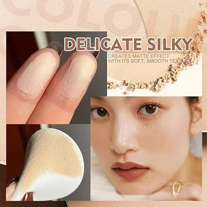 Professional Face Setting Pressed Powder, Oil Control, Waterproof, Matte Finish, Natural Look