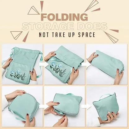 Foldable Women Drawstring Backpack, Shopping Bag, Waterproof Portable Travel Backpack