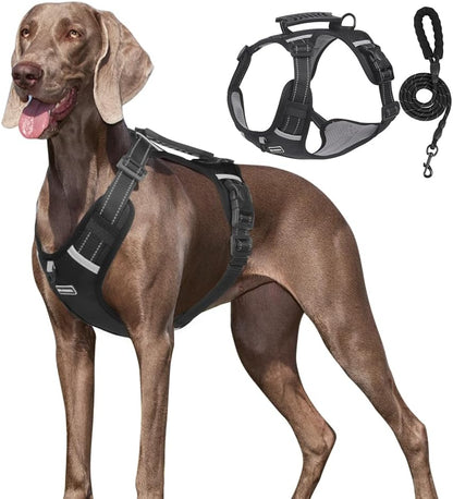 Dog Harness No Pull Adjustable Reflective,for Medium and Large Small Dog with Leash 59.06in