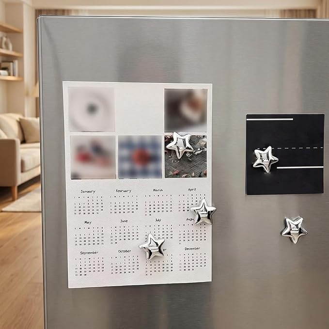 10 Pcs Silver Star-Shaped Decorative Fridge Magnets