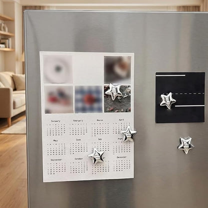 10 Pcs Silver Star-Shaped Decorative Fridge Magnets
