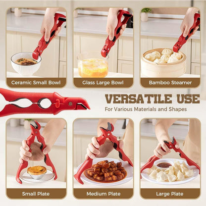 3-in-1 Hot Plate Gripper, Multi-Angle Anti-Scald Bowl Holder Clip & Hot Plate Grabber Tool