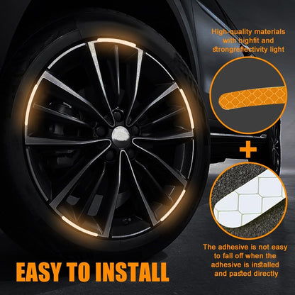 16Pcs Car, Motorcycle, Bicycle, Scooter, car tire Strong Reflective Strip Stickers