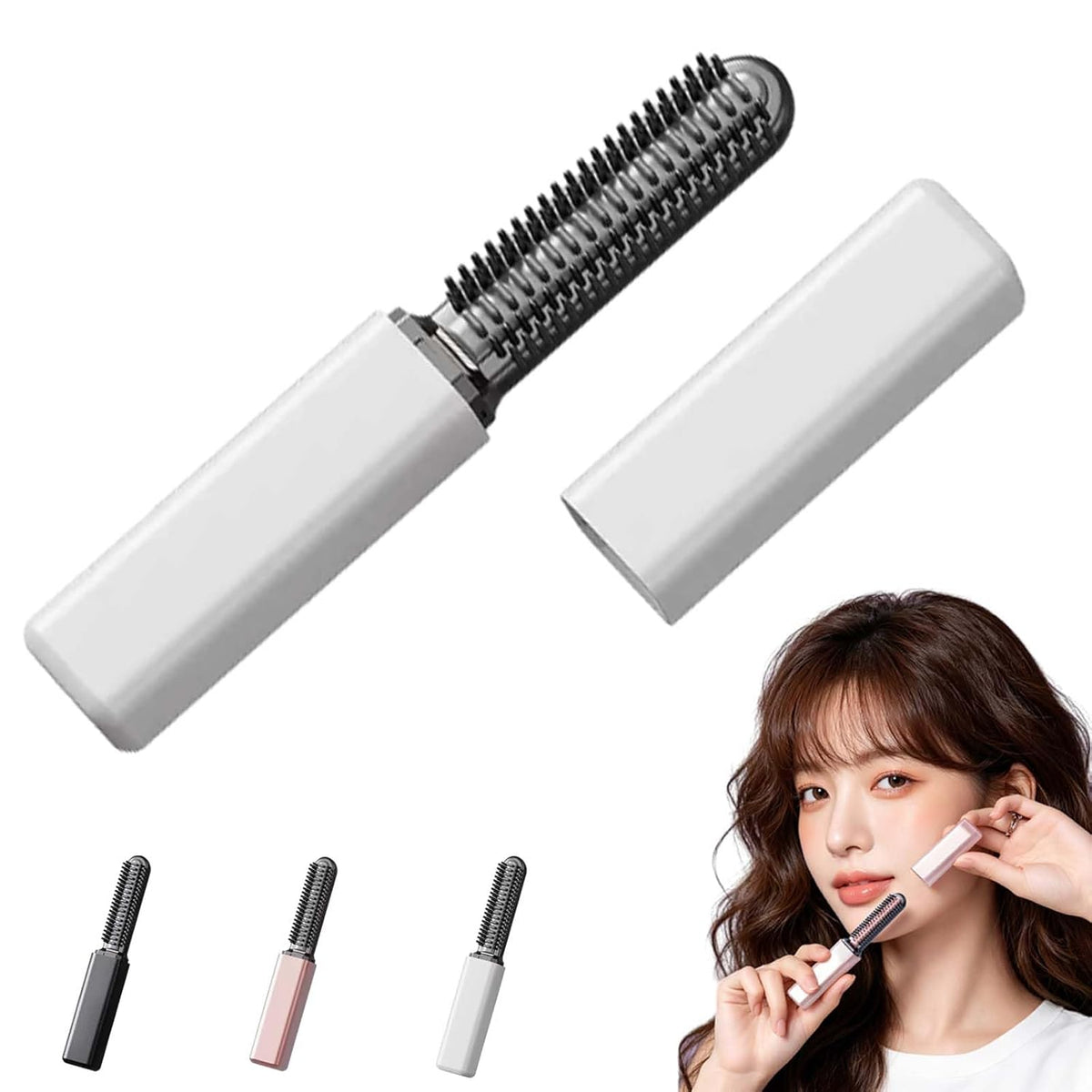 Mini Heated Styling Comb, USB-Powered Bang Curler, Heats up in 15 Seconds