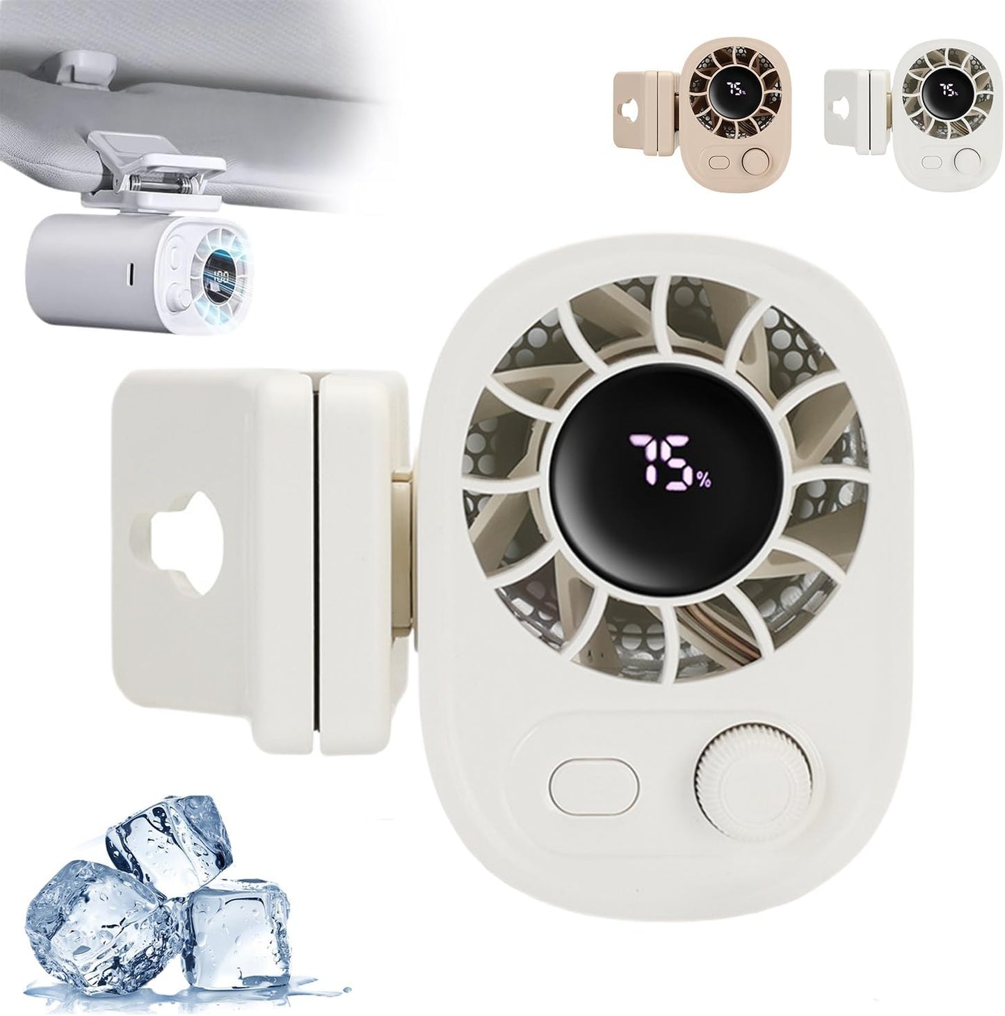 Car Clip on Fan with Led Display - 360° Rotation, 100 Speeds Adjustable