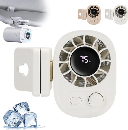Car Clip on Fan with Led Display - 360° Rotation, 100 Speeds Adjustable