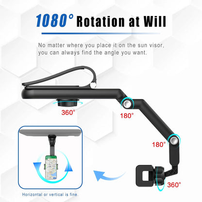 Rotatable and Retractable Car Phone Holder - 1080 Multifunction Sun Visor