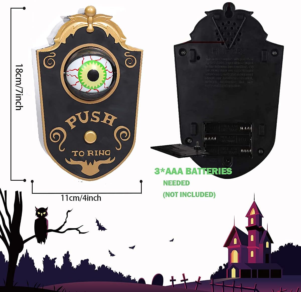 Halloween Doorbell, Haunted Doorbell Animated Eyeball with Spooky Sounds