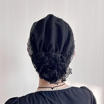 5Pcs Women's Floral Lace Headwrap, Pearl Encrusted Floral Lace Headband