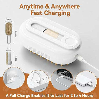 4 in 1 Rechargeable Pet Steam Brush for Shedding