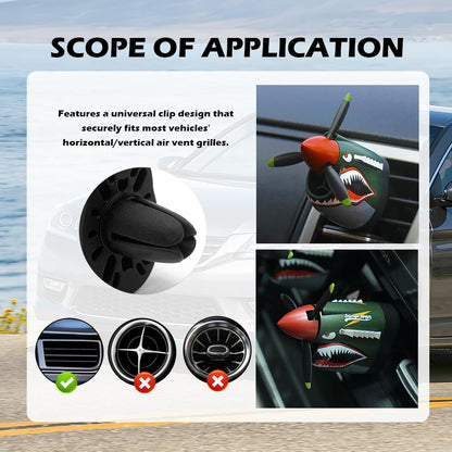P-40 Fighter Car Air Vent Decoration, P-40 Warhawk Creative Propeller Car Decor Air Freshener 1 Freshener + 1 Refill