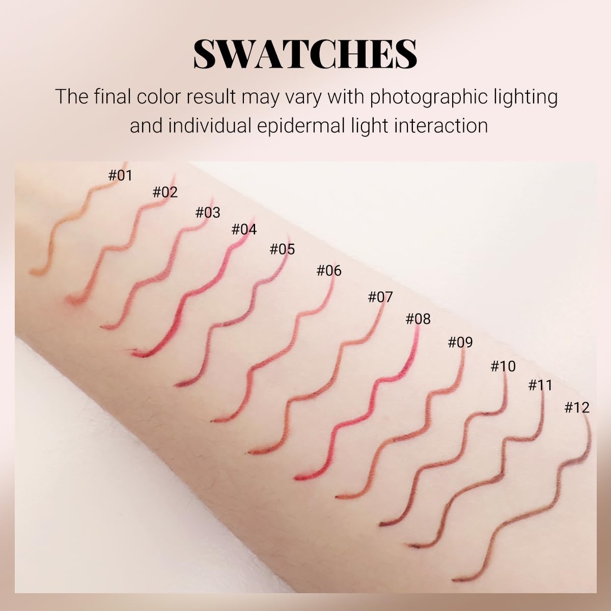12Pcs Creamy Lipstick Lip Liner Set, Pigmented Liner Pencils with Fine Tip