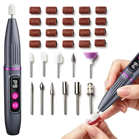 32PCS Cordless Nail Drill Electric Nail File Kit, Rechargeable Efile Set