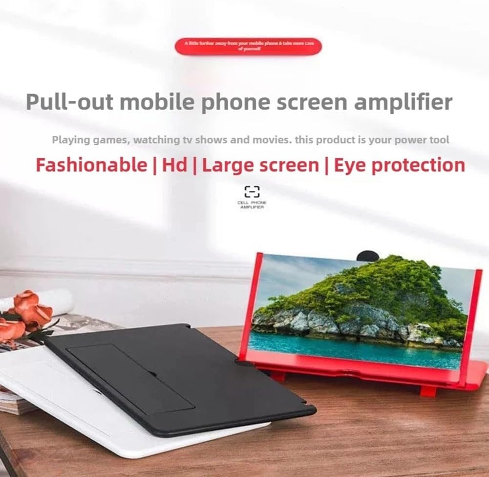 12" Screen Magnifier,3D HD Mobile Phone Magnifier Projector Screen Enlarger for Movies, Videos