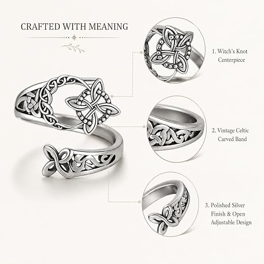Witches Knot Ring for Women Adjustable Witches Protection Knot Ring