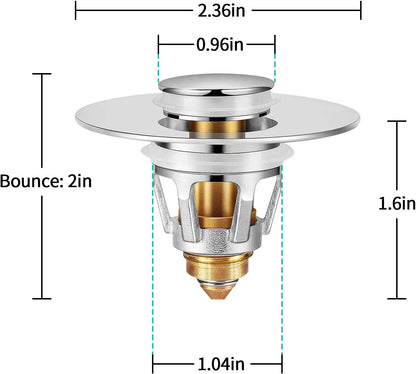 Sink Stopper, Bathroom Sink Drain Strainer with Hair Catcher