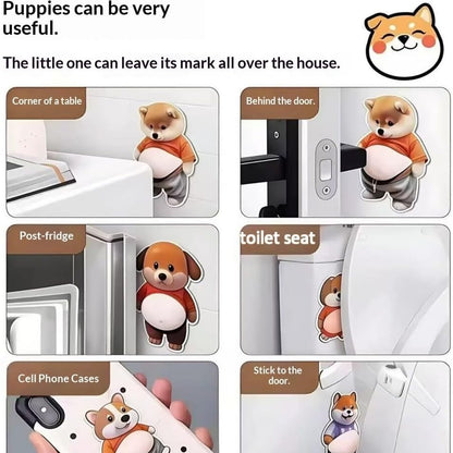 8PCS 3D Shiba Inu Dog Belly Sticker,Door Stopper Wall Protector