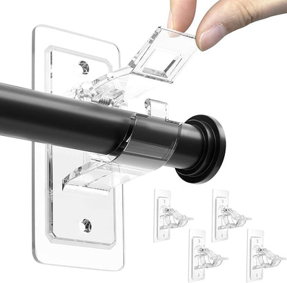 4 Pack Adhesive Curtain Rod Holders No Drilling, Renter Friendly Curtain Rod Brackets