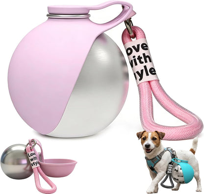 2-in-1 Dog Water Bottle with Bowl for Walking & Travel