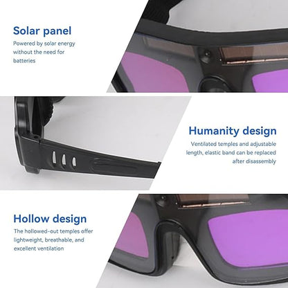 Welding Glasses Auto Darkening Safety Goggles with an Elastic Band, Solar Powered Auto Darkening Welding Glasses
