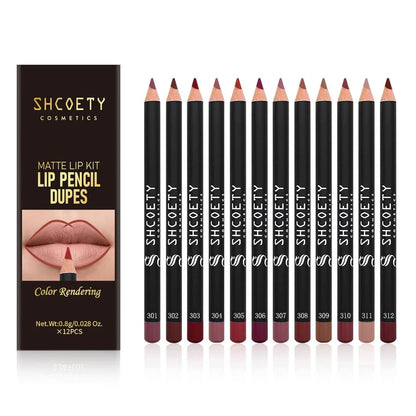 12 Colors Matte Lip Liner Set,Premium Waterproof Smooth Lip Pencils