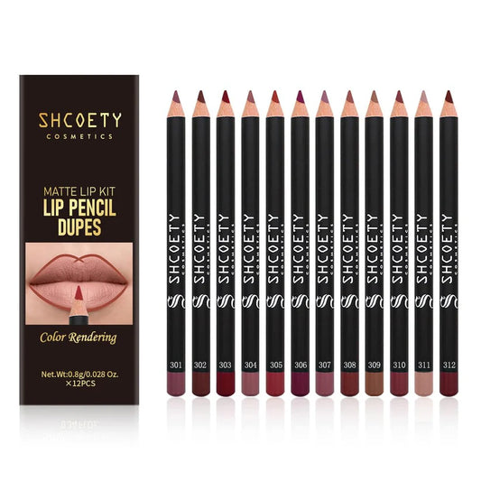 12 Colors Matte Lip Liner Set,Premium Waterproof Smooth Lip Pencils