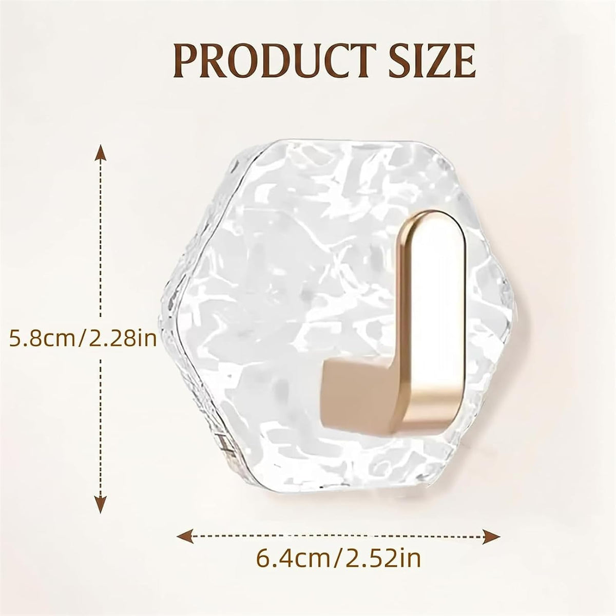 5PCS Self Adhesive Hooks, Water Ripple Hexagonal Heavy Duty Adhesive Wall Hooks for Hanging