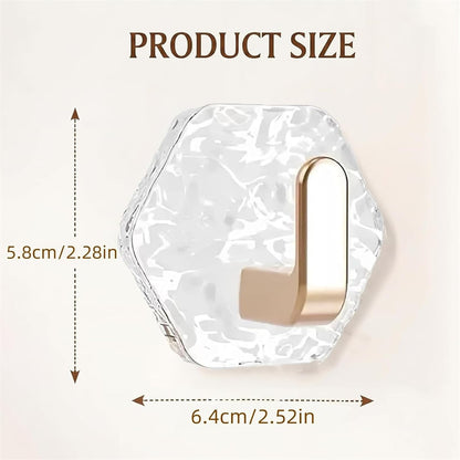5PCS Self Adhesive Hooks, Water Ripple Hexagonal Heavy Duty Adhesive Wall Hooks for Hanging