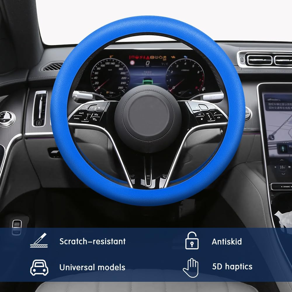 Silicone Car Steering Wheel Protective Cover, 33-40 CM Anti-Slip Soft Comfortable Steering Wheel Cover