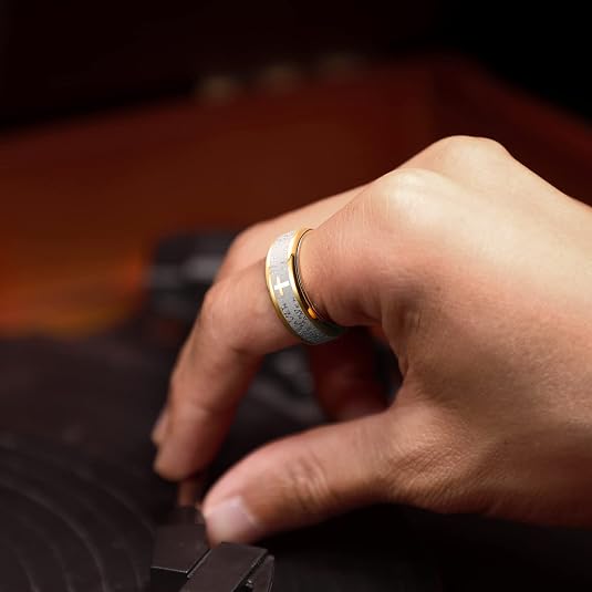 Prayer Stainless Steel Ring | 316L, Lord's Prayer Rotatable Ring