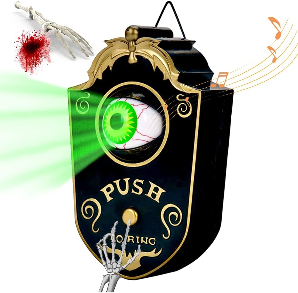 Halloween Doorbell, Haunted Doorbell Animated Eyeball with Spooky Sounds