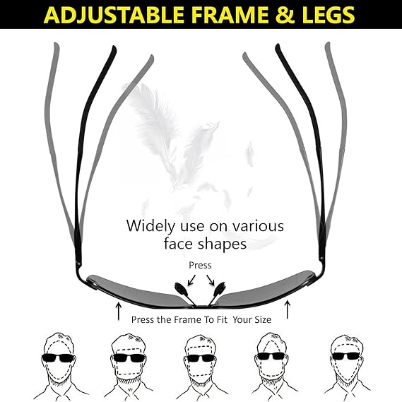 2PCS Polarized Photochromic Driving z87 Sunglasses Day and Night Safety Glasses