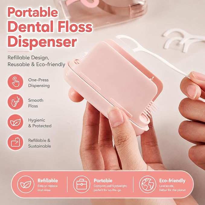 2Pcs Automatic Pop-up Portable Floss Dispenser with 20 Pcs Dental Floss