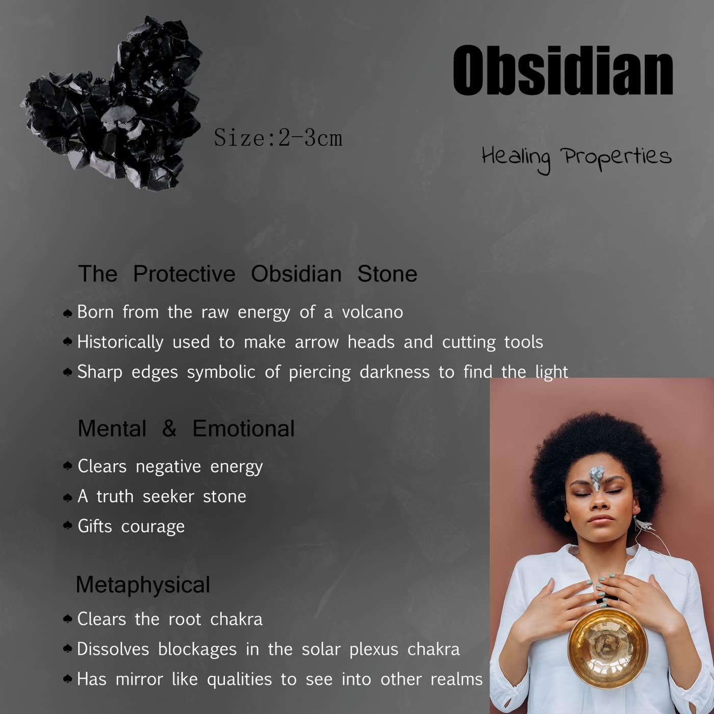 2PCS Obsidian Natural Healing Crystals Raw Rough Stones
