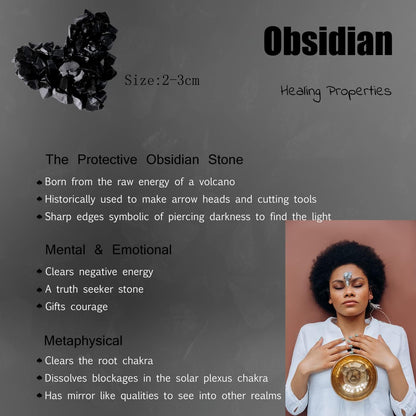 2PCS Obsidian Natural Healing Crystals Raw Rough Stones